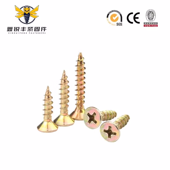 Into Wood Großhandel DIN7505 gelb weiß verzinkt Torx Pozi Phillips Double Csk Flachkopf gehärtet 6X55 3,5X30 MDF Edelstahl Möbel Spanplattenschraube